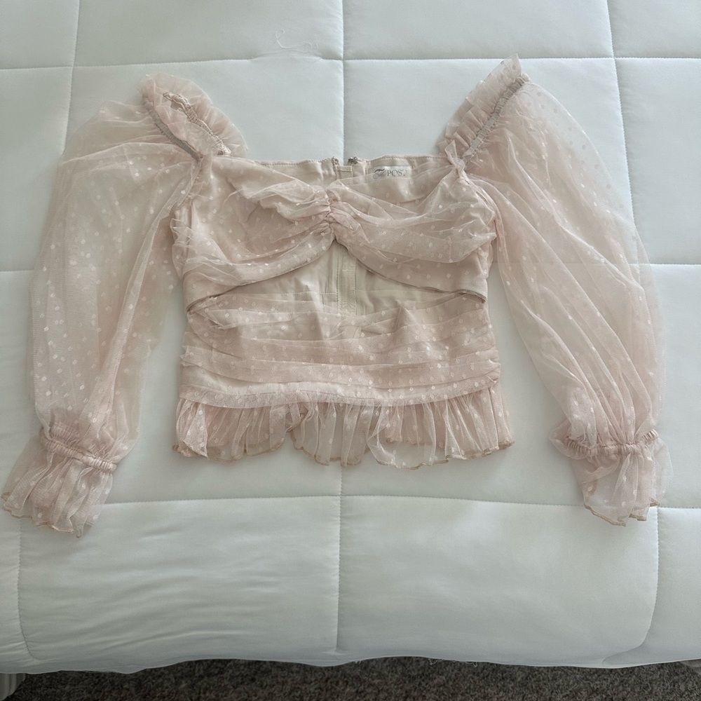 Chic Sheer Blush Women's Blouse